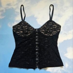 579 Y2K Black Lace Bustier Chemise